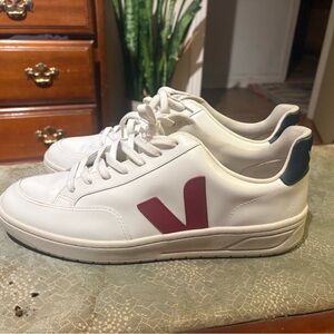 Veja White Sneakers with Red Accent